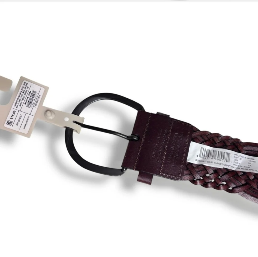 MOSSIMO Dark Brown Braided Leather Belt NWT